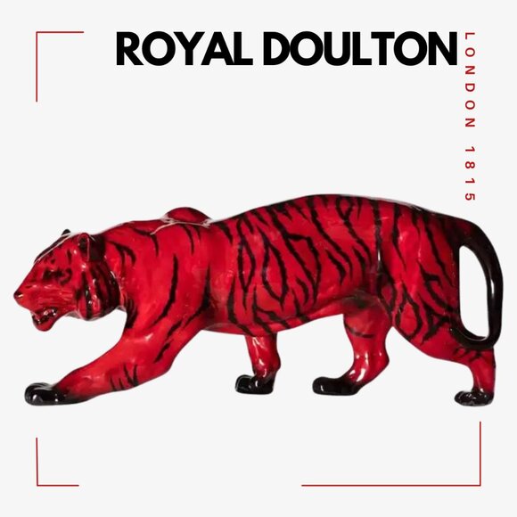 ROYAL DOULTON ENGLAND Flambé Stalking Tiger - Picture 3 of 9